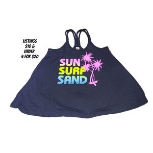 Sun Surf Sand Graphic Print Size Medium Tank Top Braided Palm Tree Beach Halter